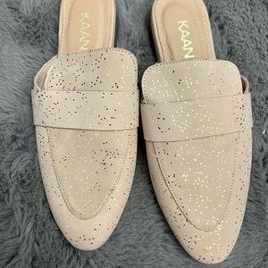 Light pink gold sparkle mule